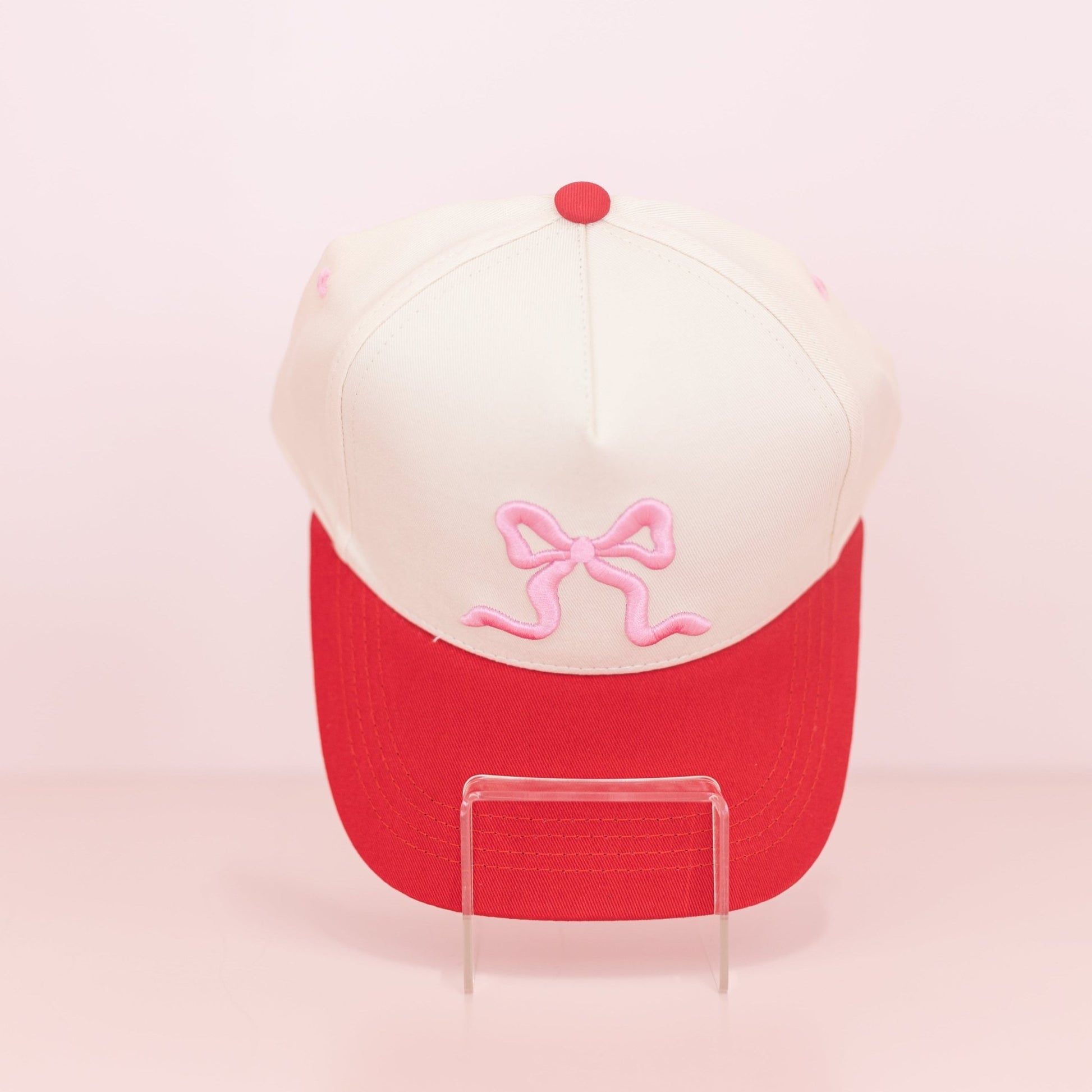 Red & Pink Bow Canvas Hat - Shop LINNY CO
