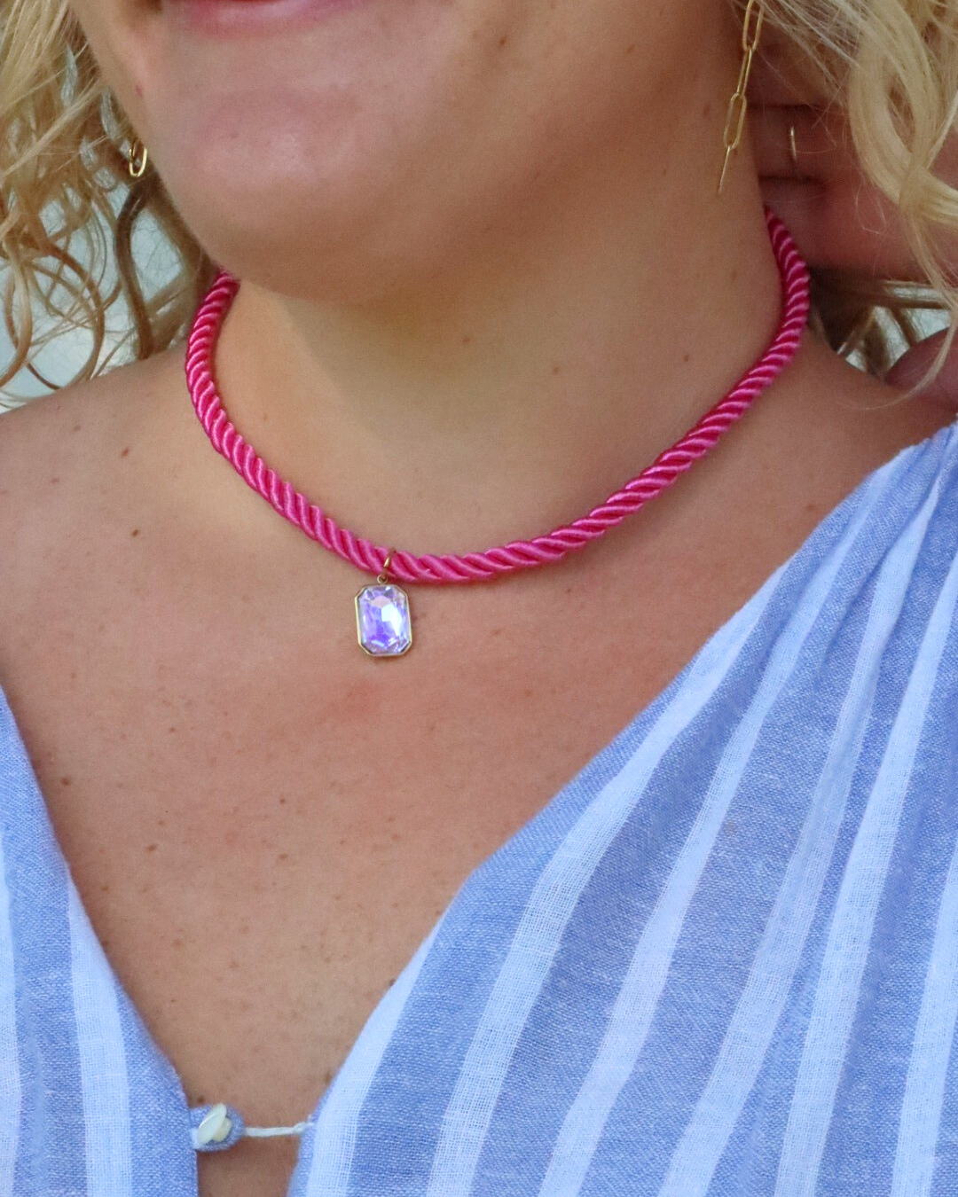 Necklace - Tailyn Rope Hot Pink