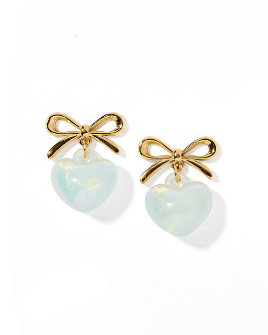 Ruthie Bow and Heart Earring - Blue - Shop LINNY CO