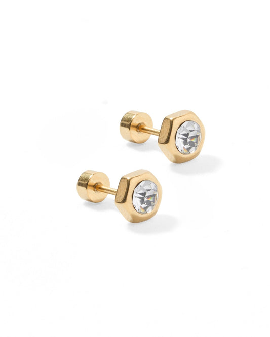 Screwback Stud Earrings - Addison Clear - Shop LINNY CO