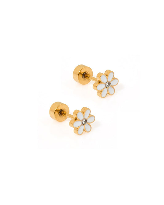 Screwback Stud Earrings - Alli White - Shop LINNY CO