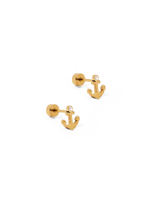 Screwback Stud Earrings - Anchor - Shop LINNY CO