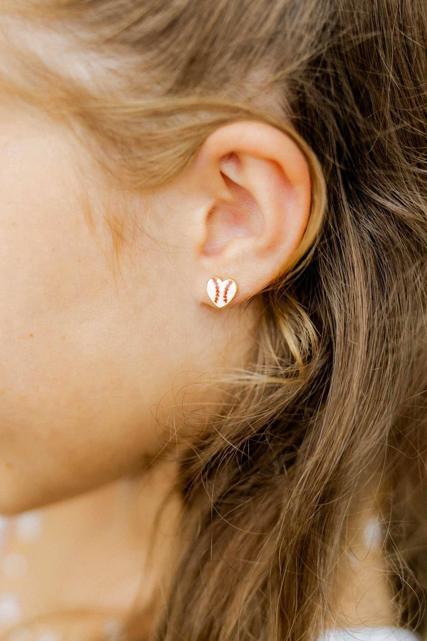 Screwback Stud Earrings - Baseball Heart - Shop LINNY CO