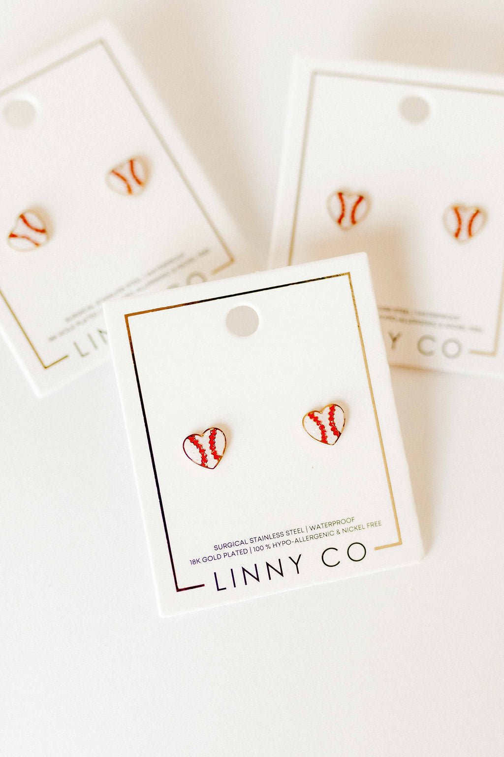 Screwback Stud Earrings - Baseball Heart - Shop LINNY CO
