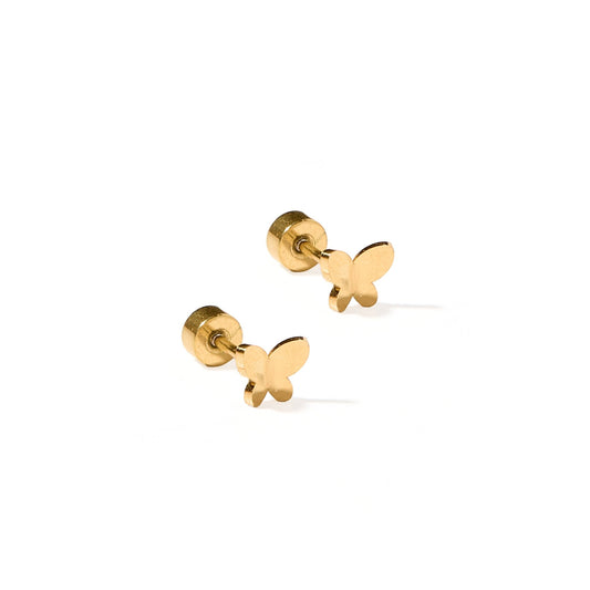 Screwback Stud Earrings - Billie Butterfly Gold - Shop LINNY CO