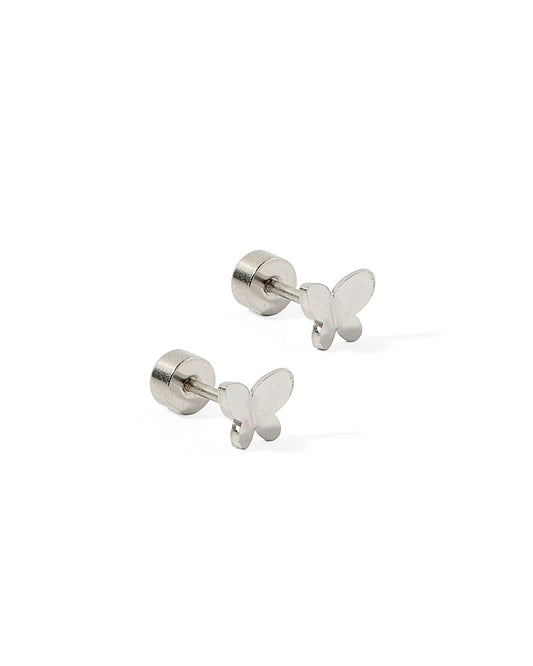 Screwback Stud Earrings - Billie Butterfly Silver - Shop LINNY CO
