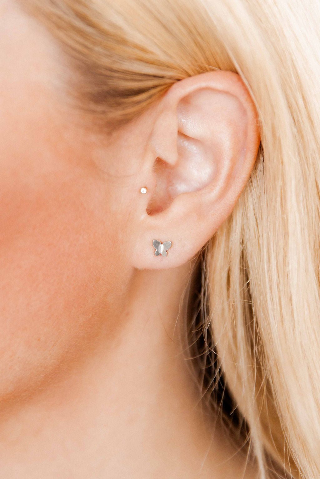 Screwback Stud Earrings - Billie Butterfly Silver - Shop LINNY CO