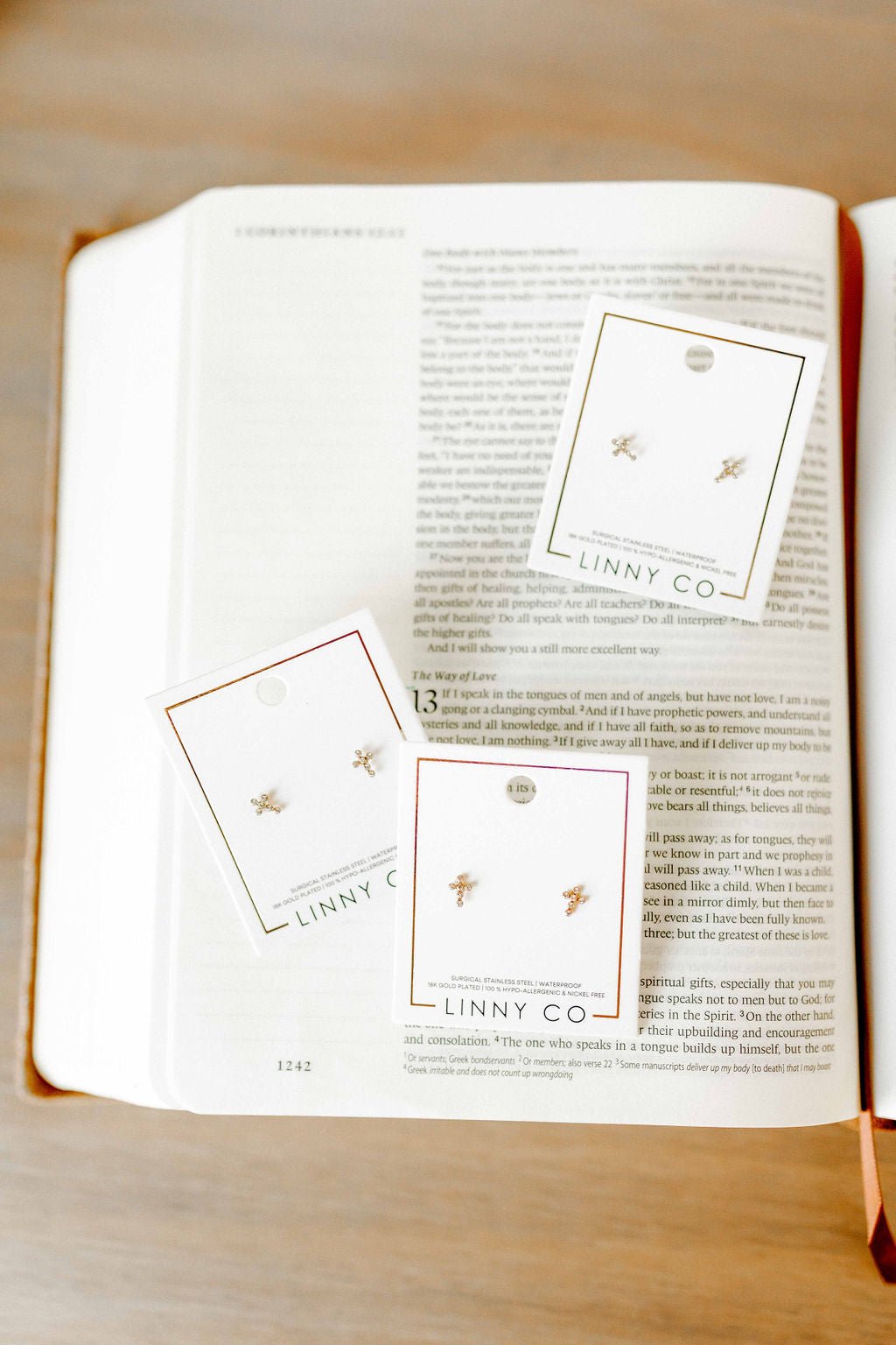 Screwback Stud Earrings - Clara Cross Gold - Shop LINNY CO