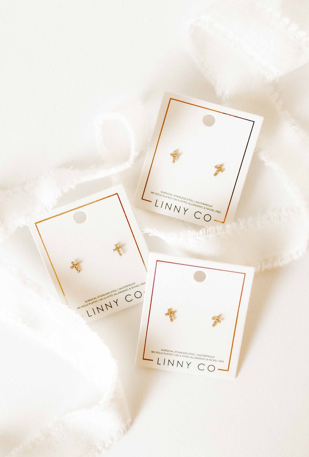 Screwback Stud Earrings - Clara Cross Gold - Shop LINNY CO