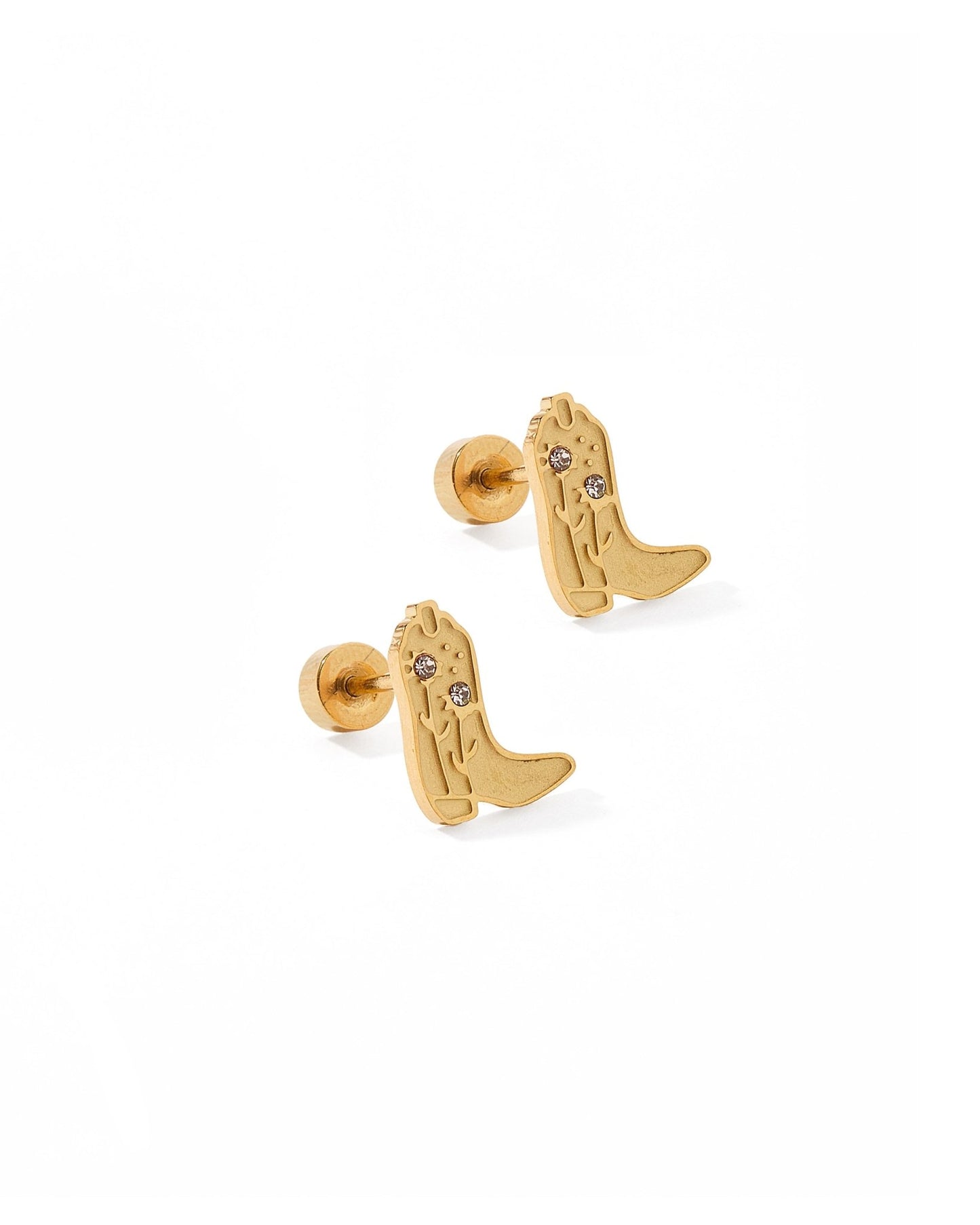 Screwback Stud Earrings - Daisy Cowgirl Boot - Shop LINNY CO