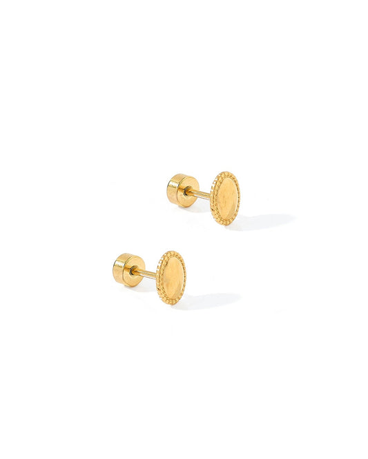 Screwback Stud Earrings - Drew Oval Gold - Shop LINNY CO
