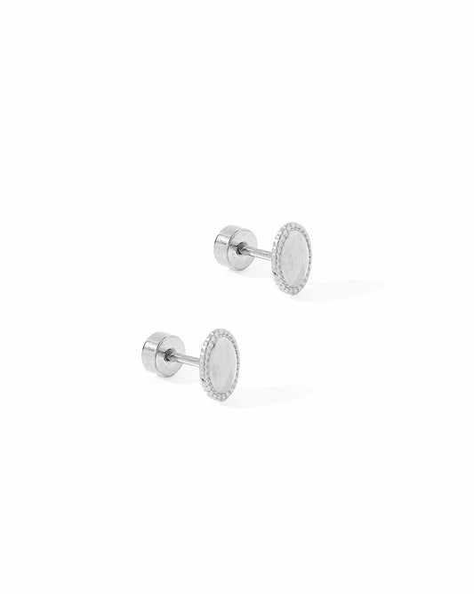 Screwback Stud Earrings - Drew Oval Silver - Shop LINNY CO