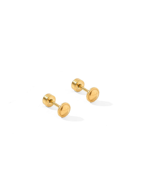 Screwback Stud Earrings - Drew Round Gold - Shop LINNY CO