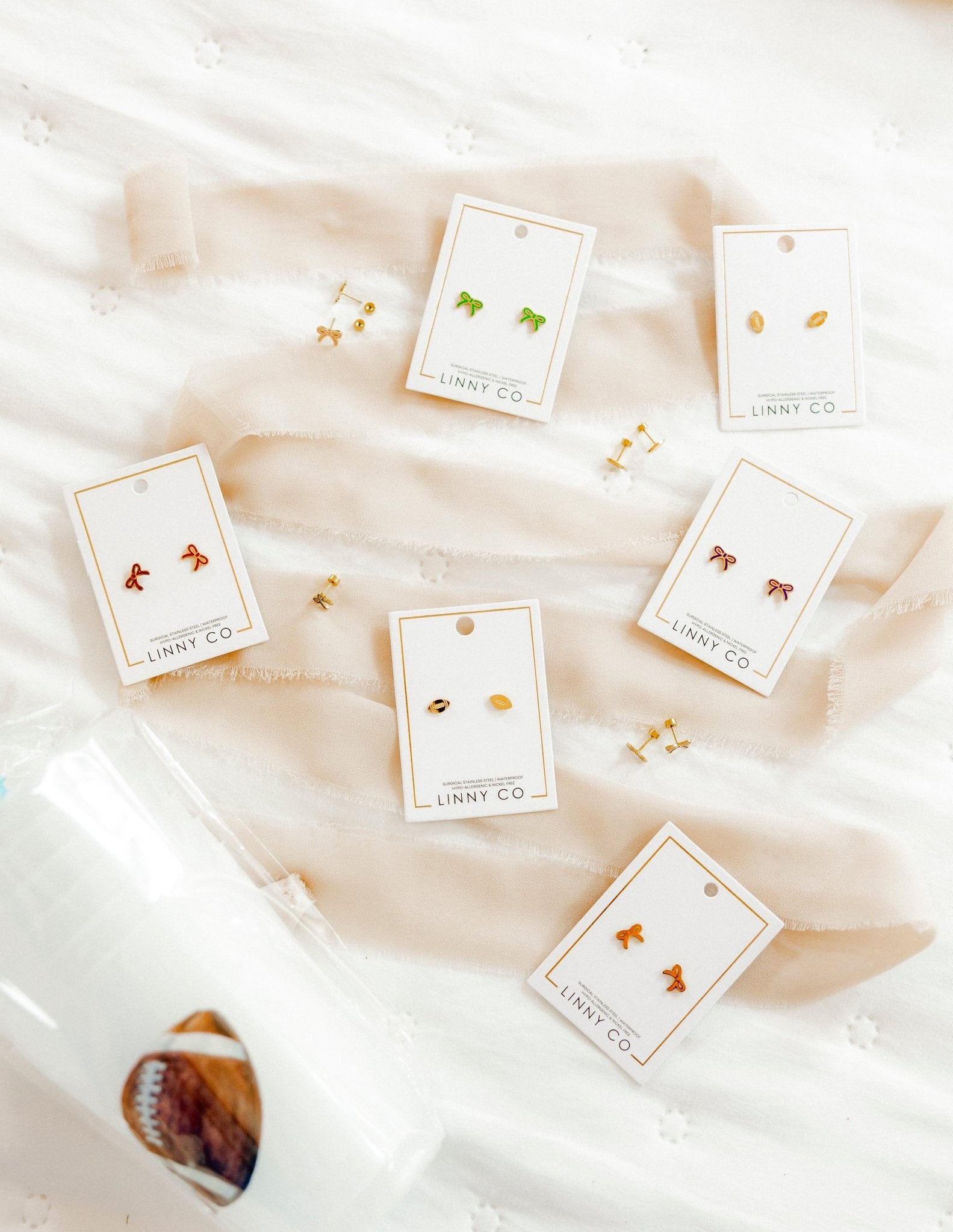 Screwback Stud Earrings - Football - Shop LINNY CO