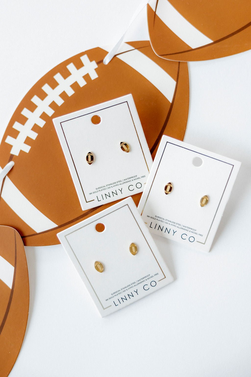 Screwback Stud Earrings - Football - Shop LINNY CO