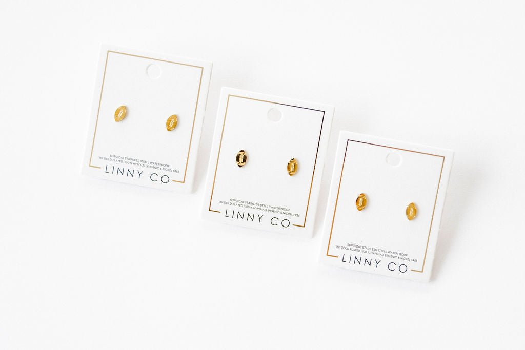 Screwback Stud Earrings - Football - Shop LINNY CO