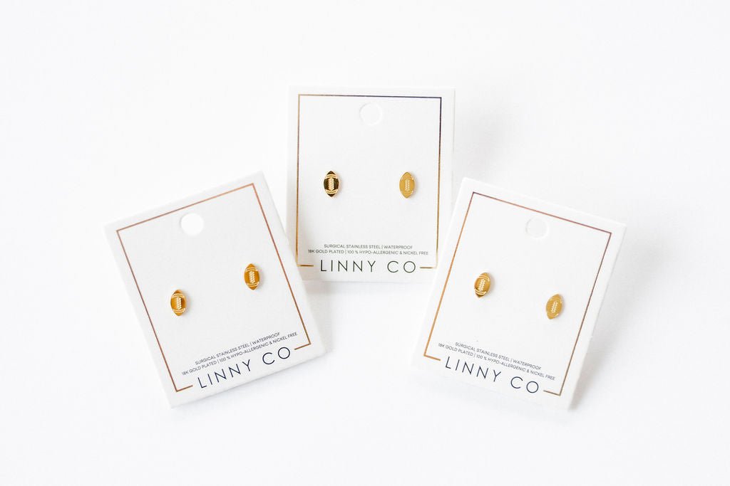 Screwback Stud Earrings - Football - Shop LINNY CO