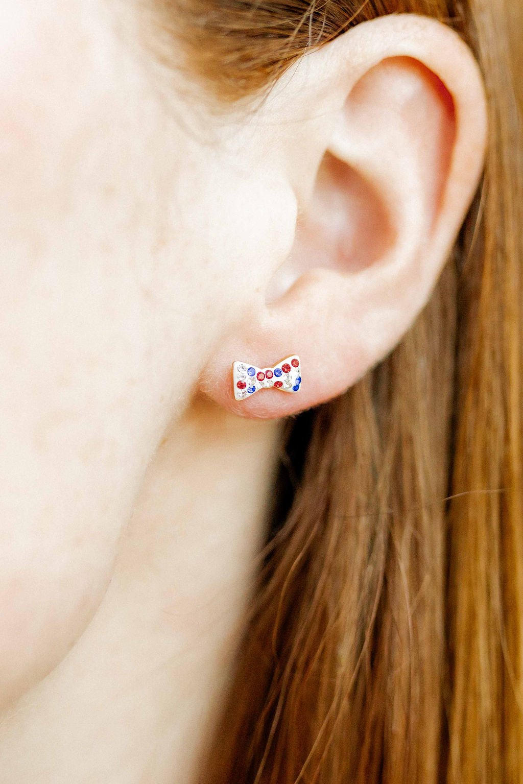 Screwback Stud Earrings - Frances Bow Red, White & Blue - Shop LINNY CO
