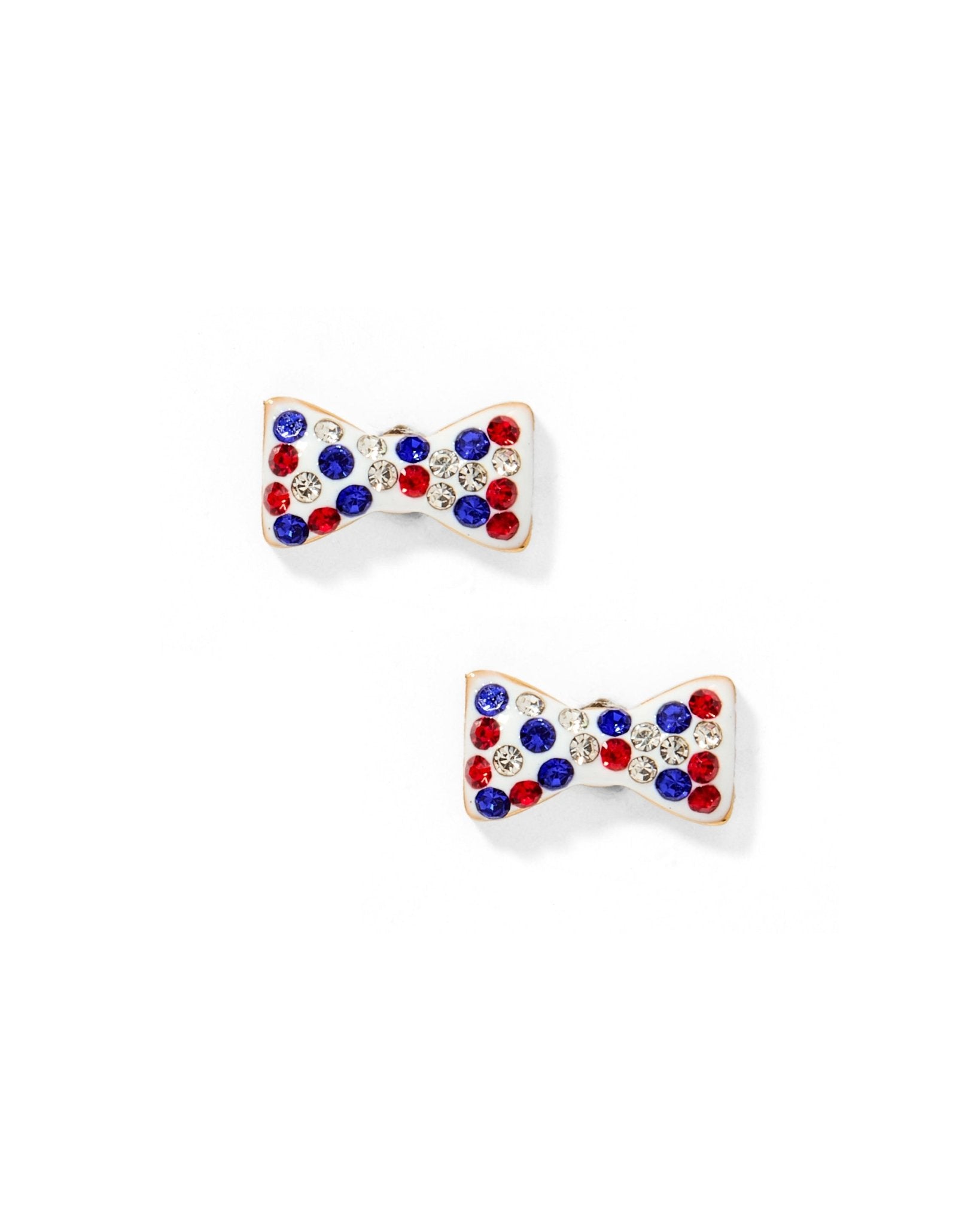 Screwback Stud Earrings - Frances Bow Red, White & Blue - Shop LINNY CO