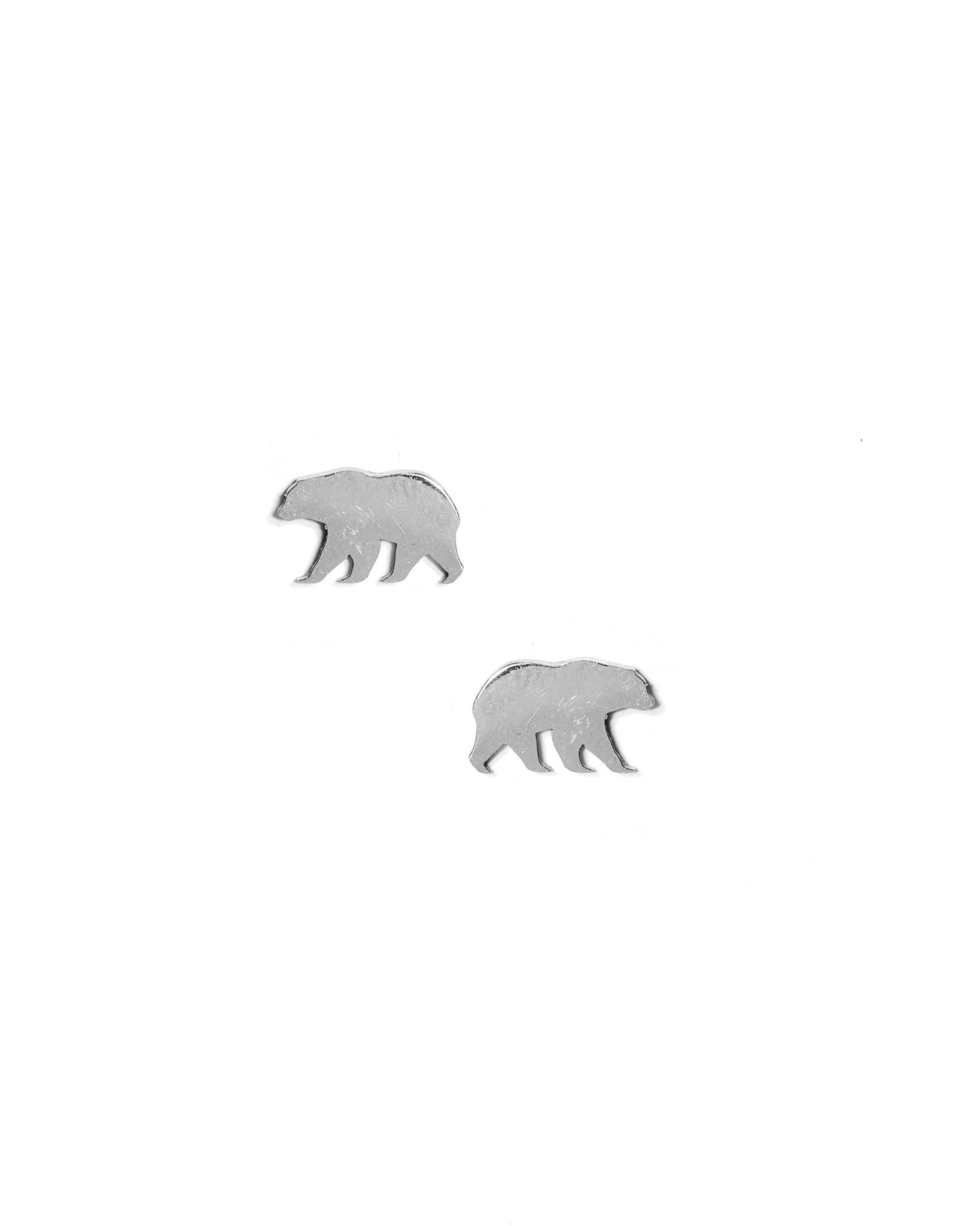 Screwback Stud Earrings - Grizzly Bear - Silver - Shop LINNY CO