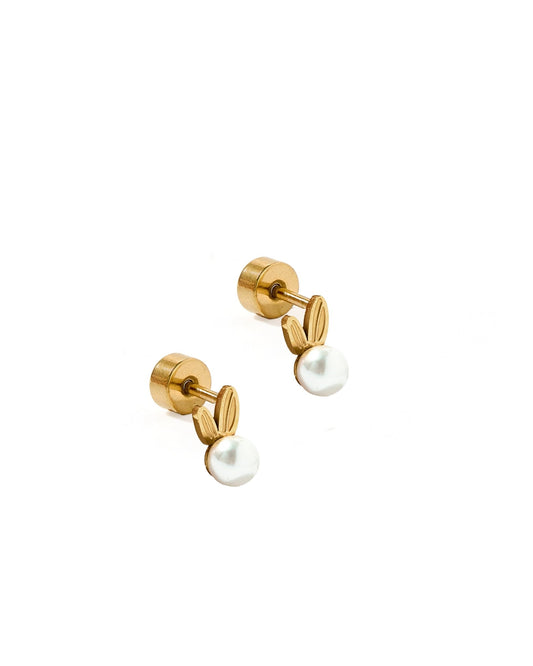 Screwback Stud Earrings - Heidi Pearl Bunny - Shop LINNY CO