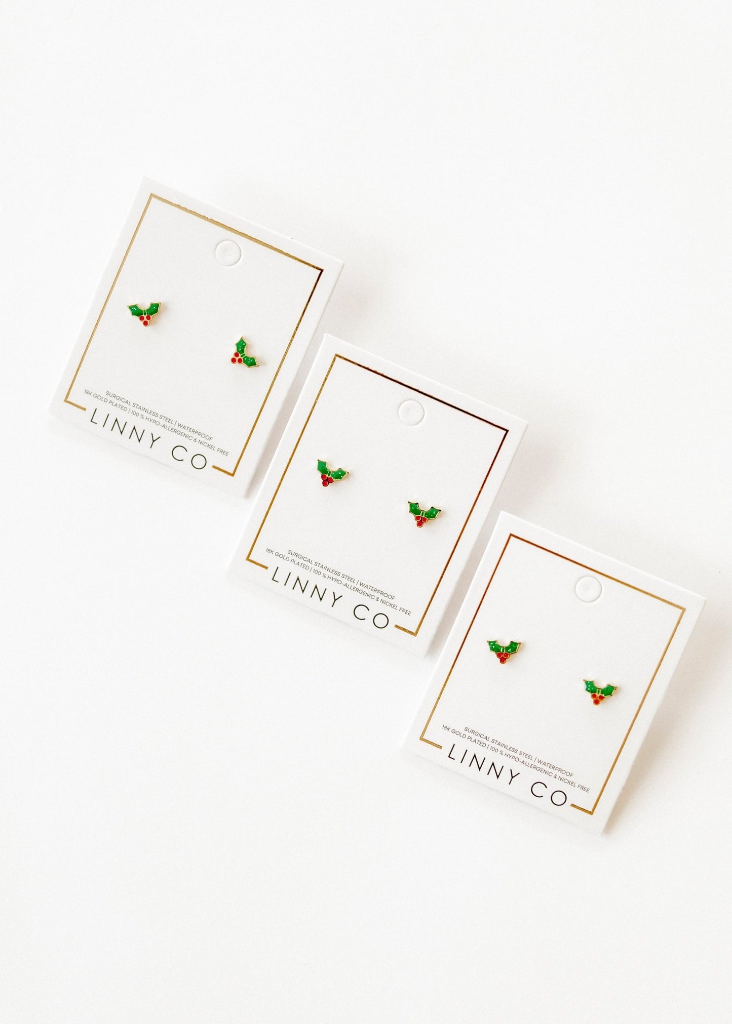Screwback Stud Earrings - Holly Berry - Shop LINNY CO