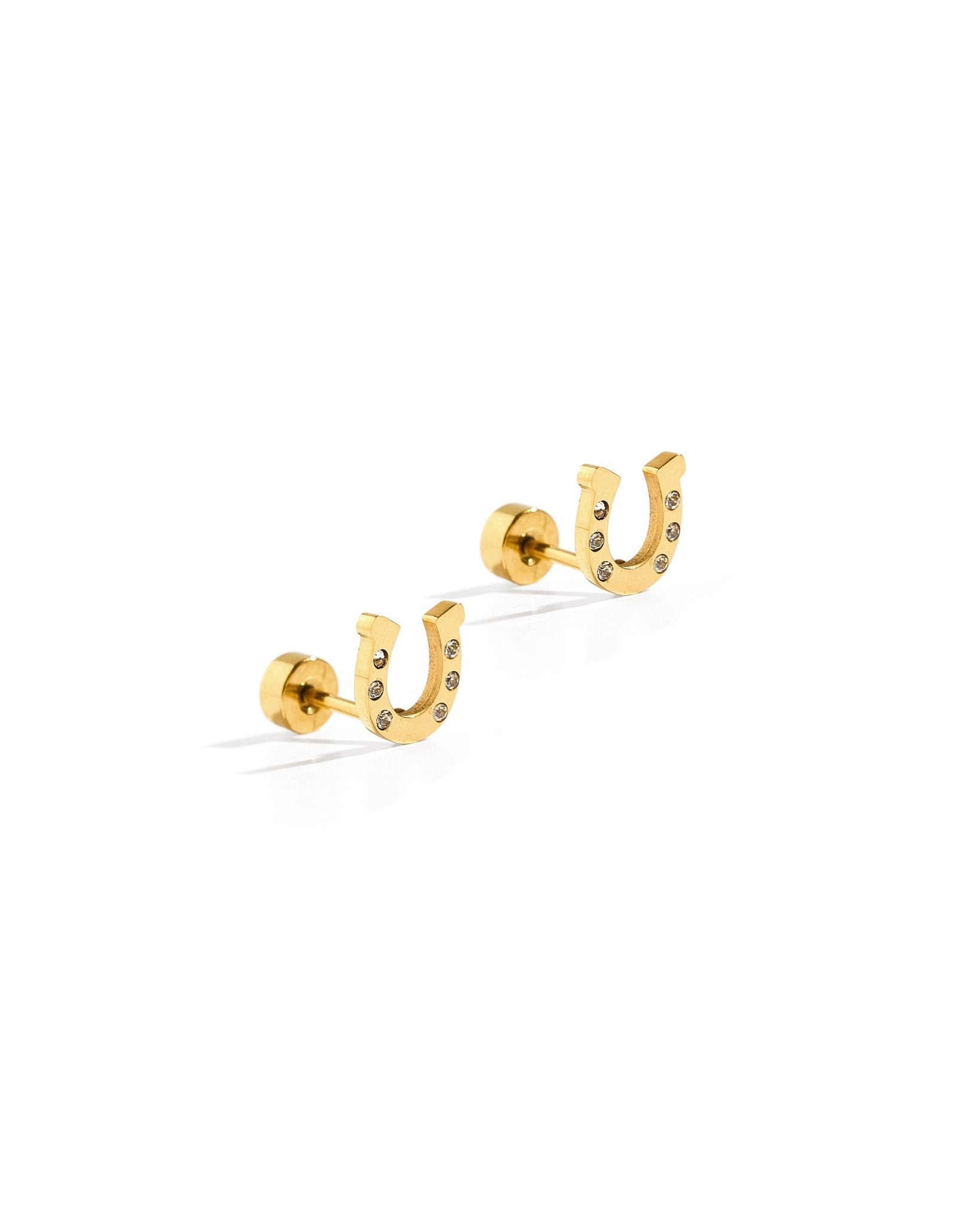 Screwback Stud Earrings - Horseshoe Gold - Shop LINNY CO