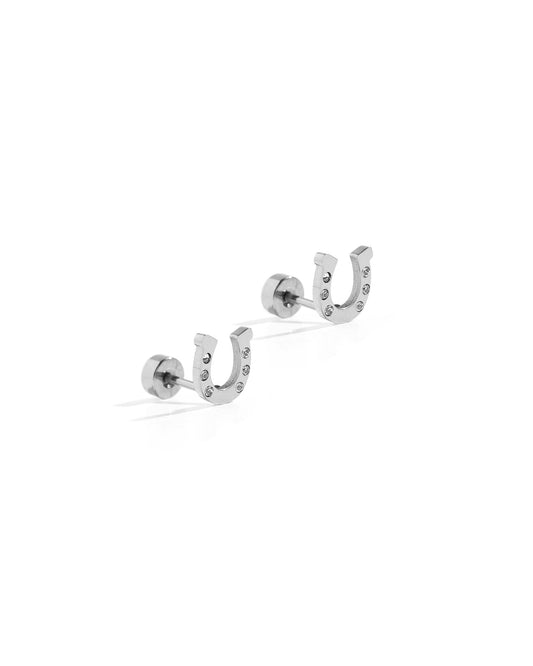 Screwback Stud Earrings - Horseshoe Silver - Shop LINNY CO