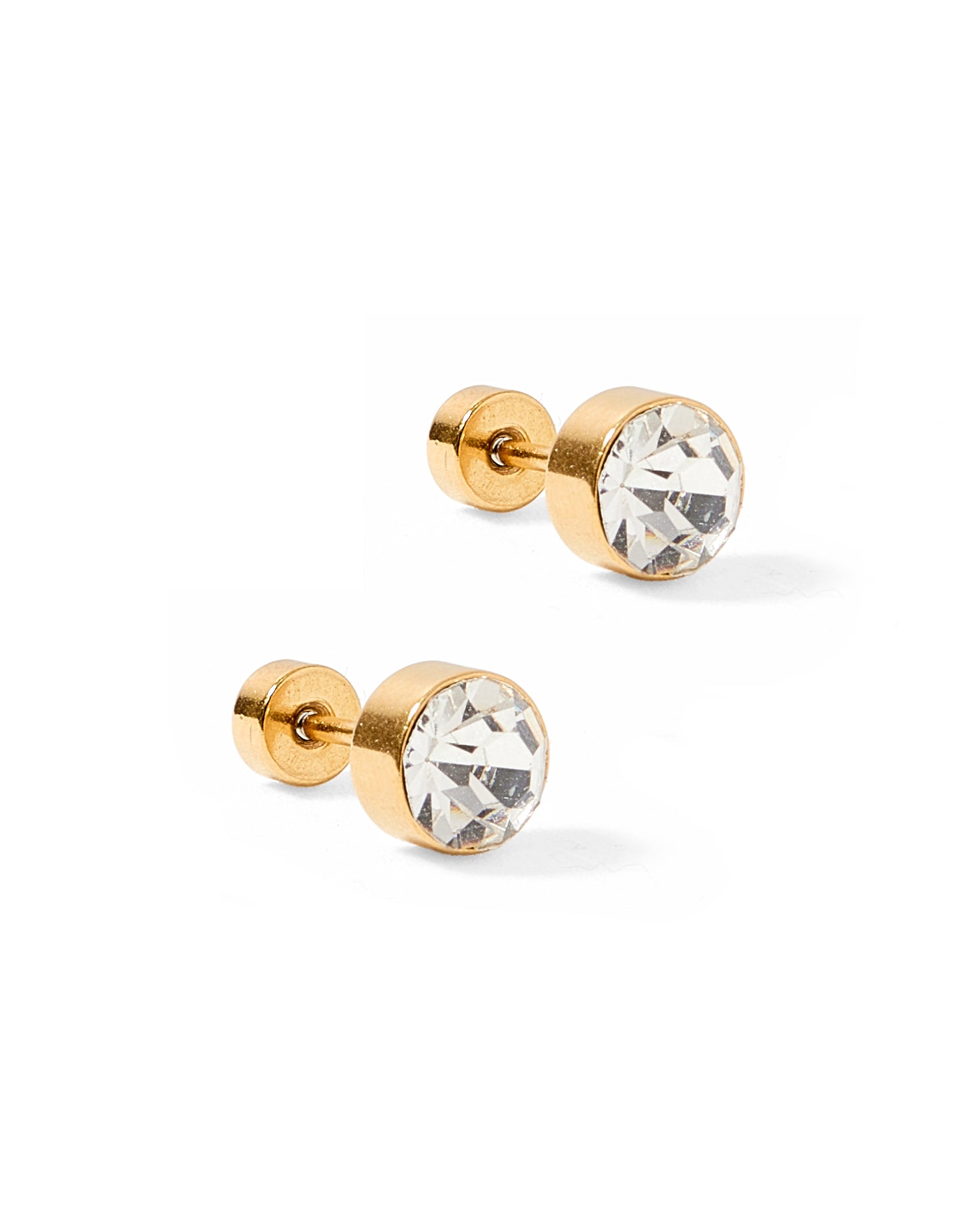 Screwback Stud Earrings - Juliet Clear 8mm - Shop LINNY CO
