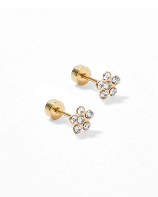 Screwback Stud Earrings - Lyla Clear - Shop LINNY CO