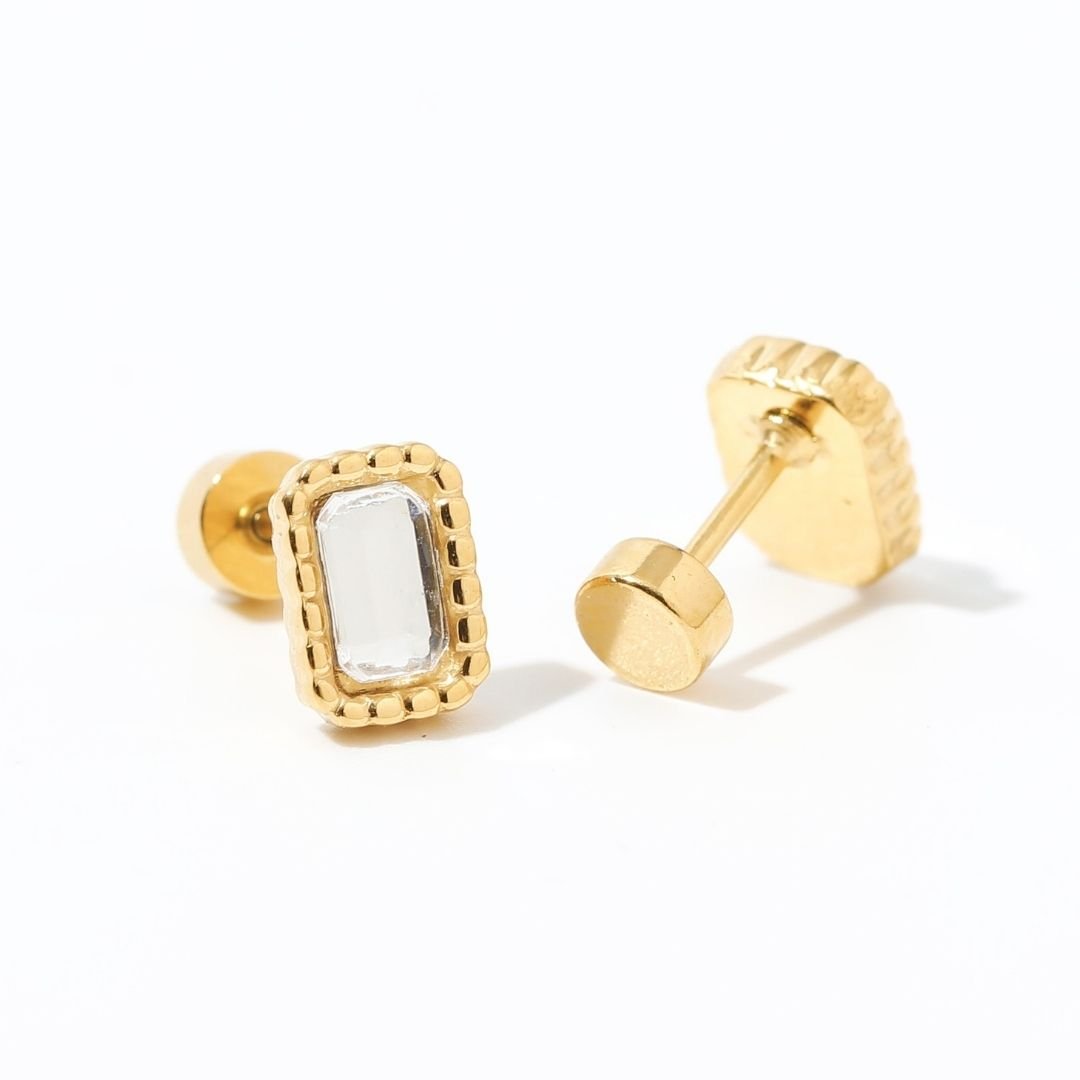 Screwback Stud Earrings - Madison Clear - Shop LINNY CO
