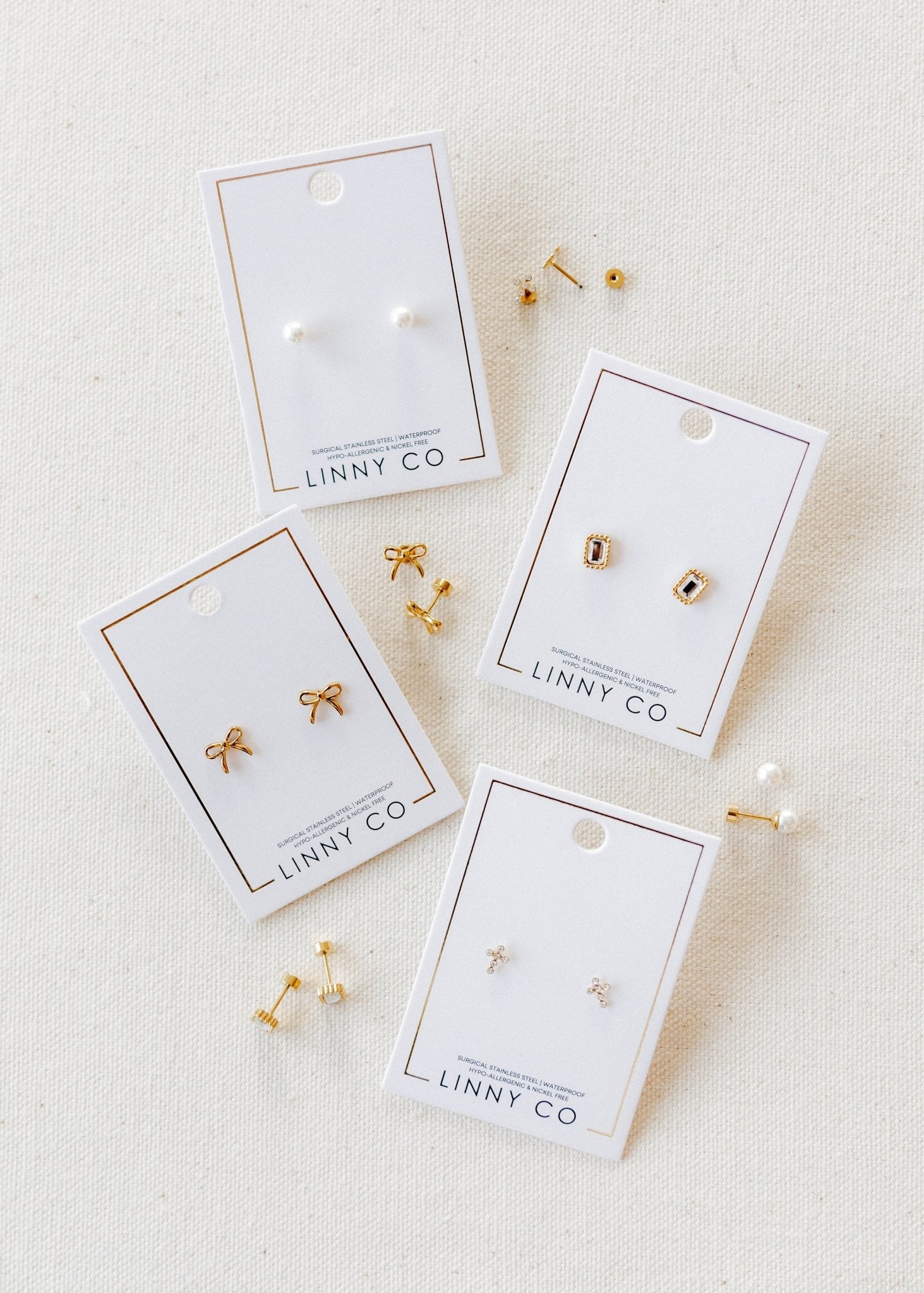 Screwback Stud Earrings - Madison Gold Clear - Shop LINNY CO
