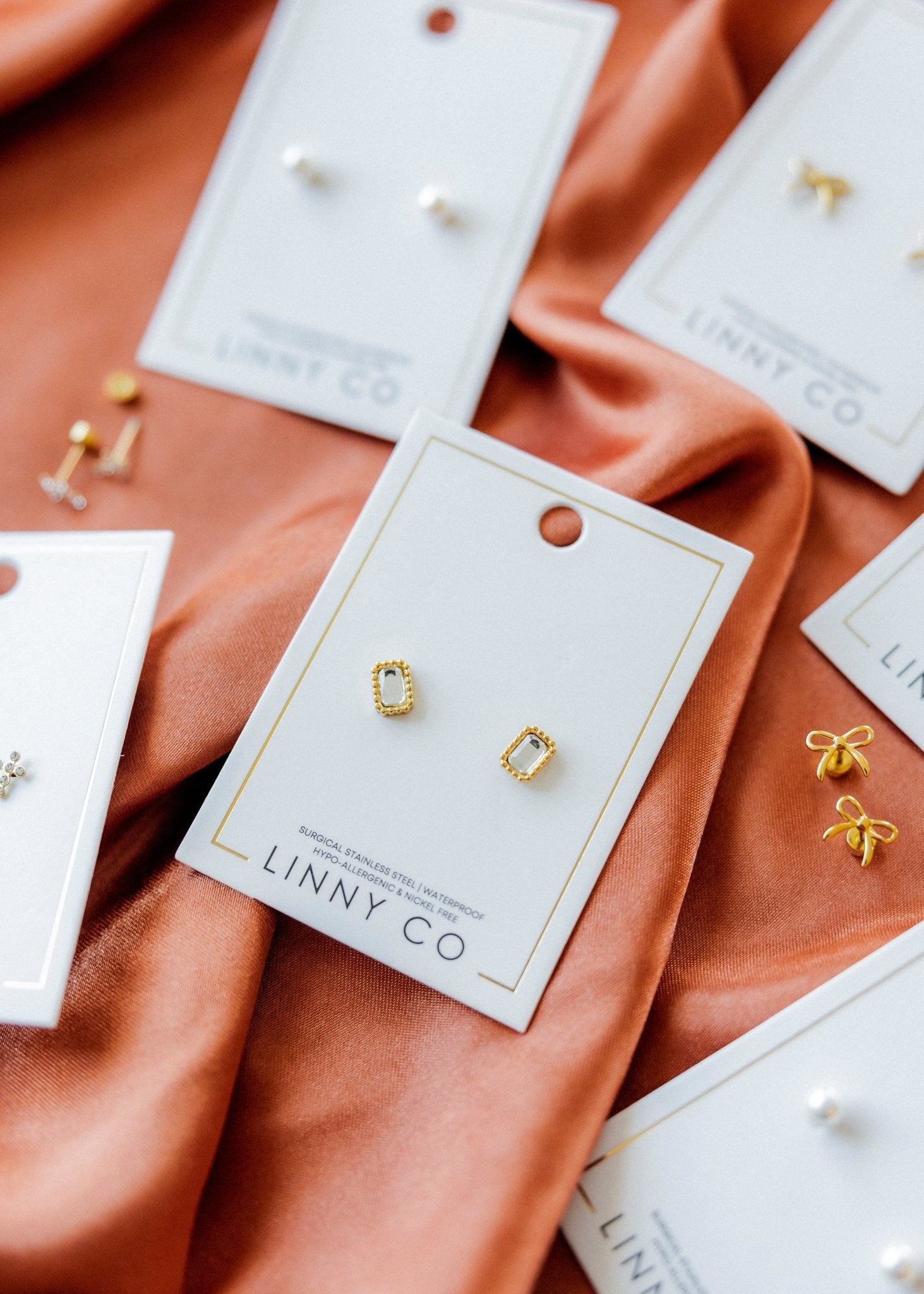 Screwback Stud Earrings - Madison Gold Clear - Shop LINNY CO