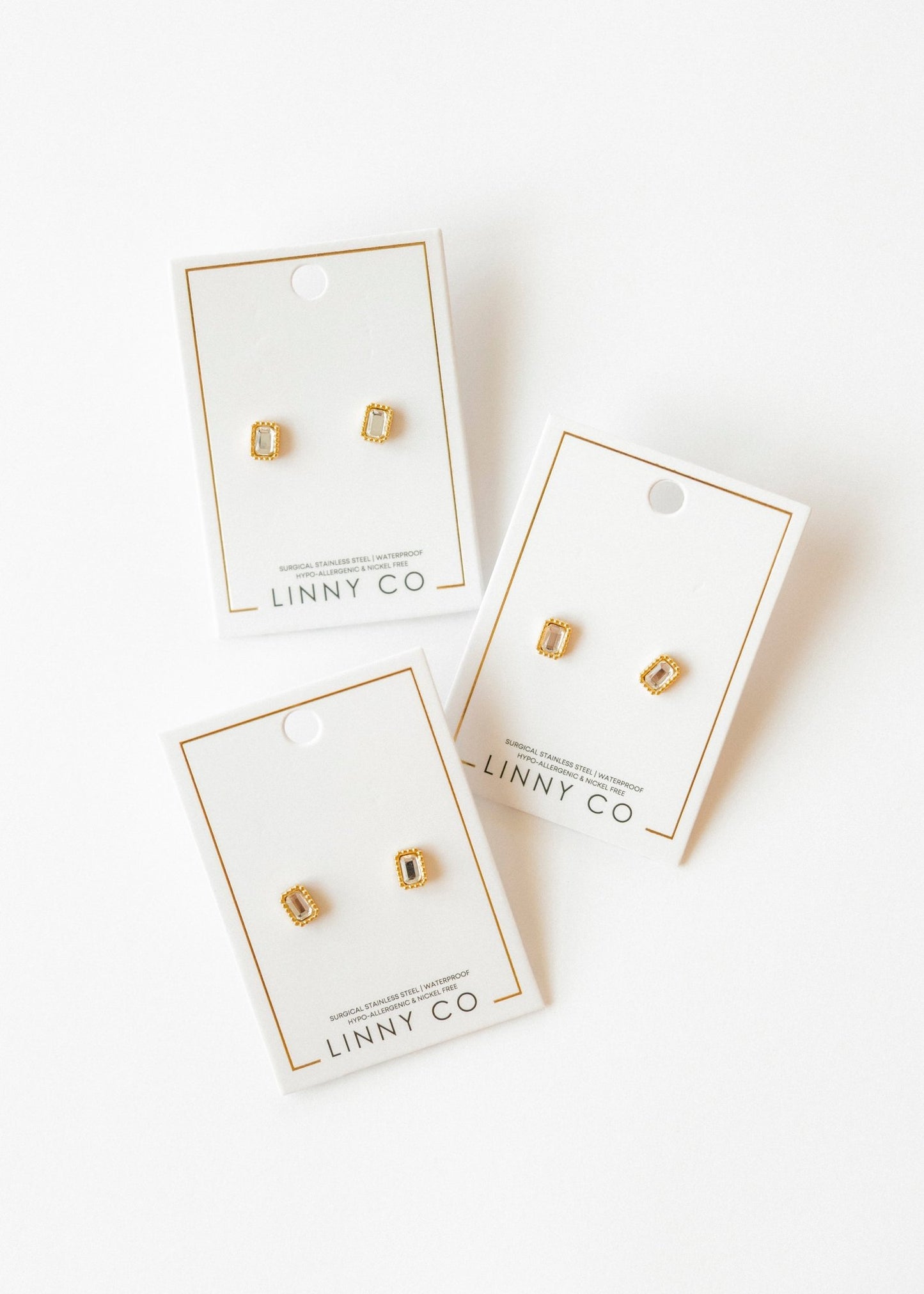 Screwback Stud Earrings - Madison Gold Clear - Shop LINNY CO