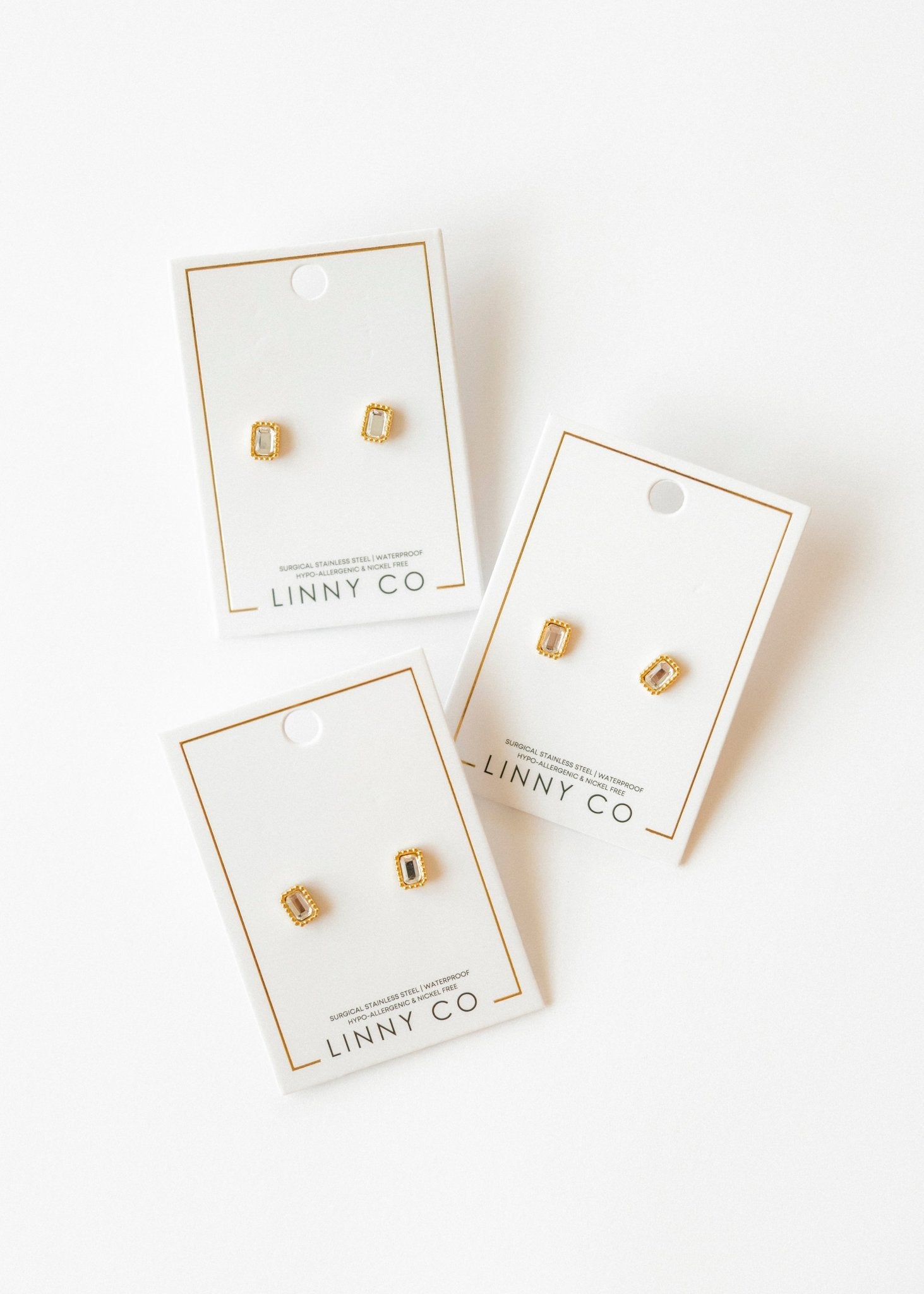 Screwback Stud Earrings - Madison Gold Clear - Shop LINNY CO