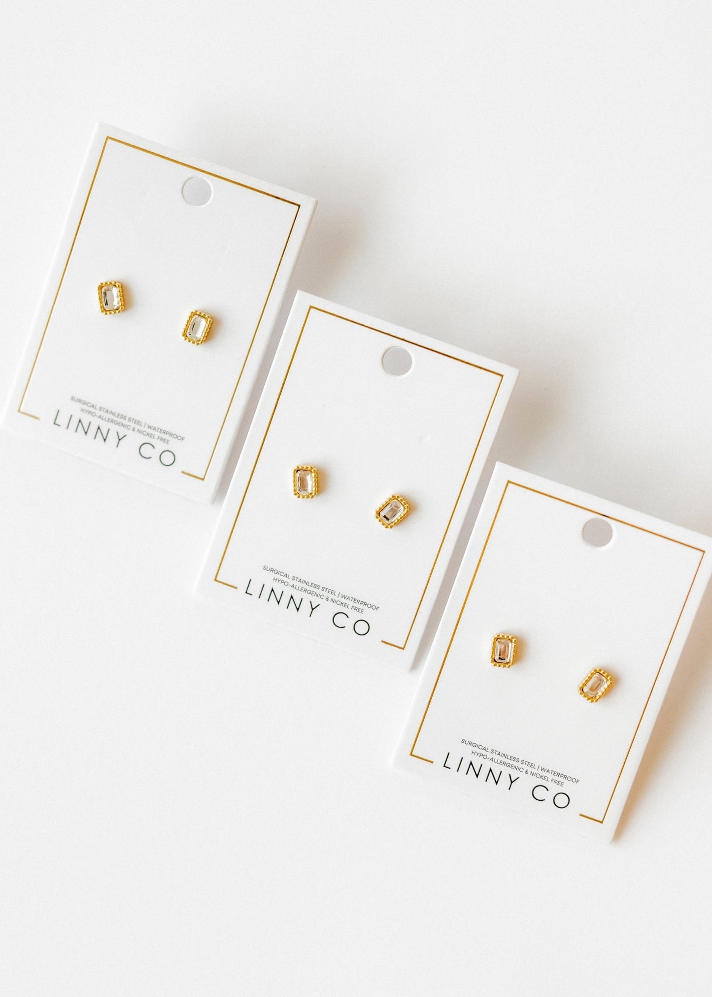 Screwback Stud Earrings - Madison Gold Clear - Shop LINNY CO