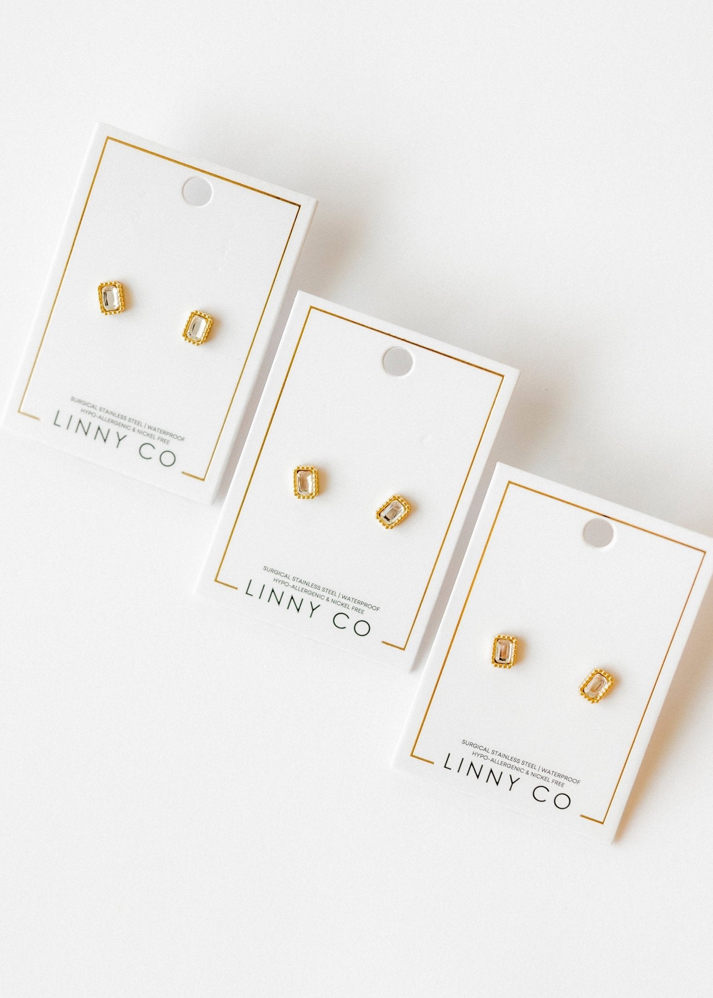 Screwback Stud Earrings - Madison Gold Clear - Shop LINNY CO