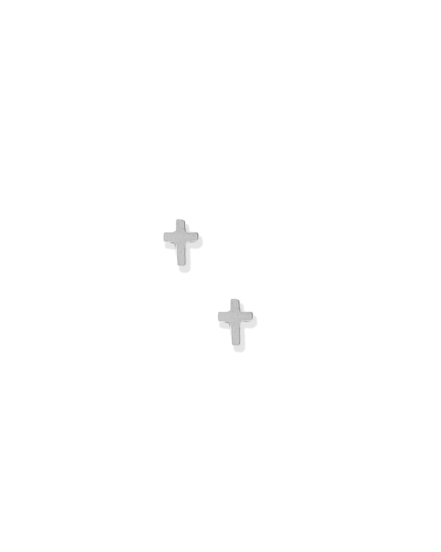 Screwback Stud Earrings - Micro Cross Silver - Shop LINNY CO