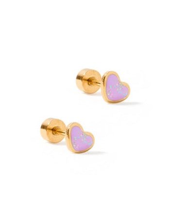 Screwback Stud Earrings - Nora Heart Purple - Shop LINNY CO