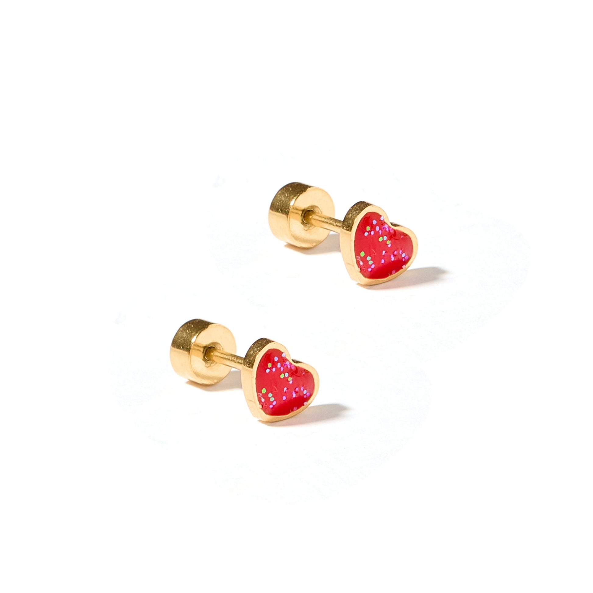 Screwback Stud Earrings - Nora Heart Red - Shop LINNY CO