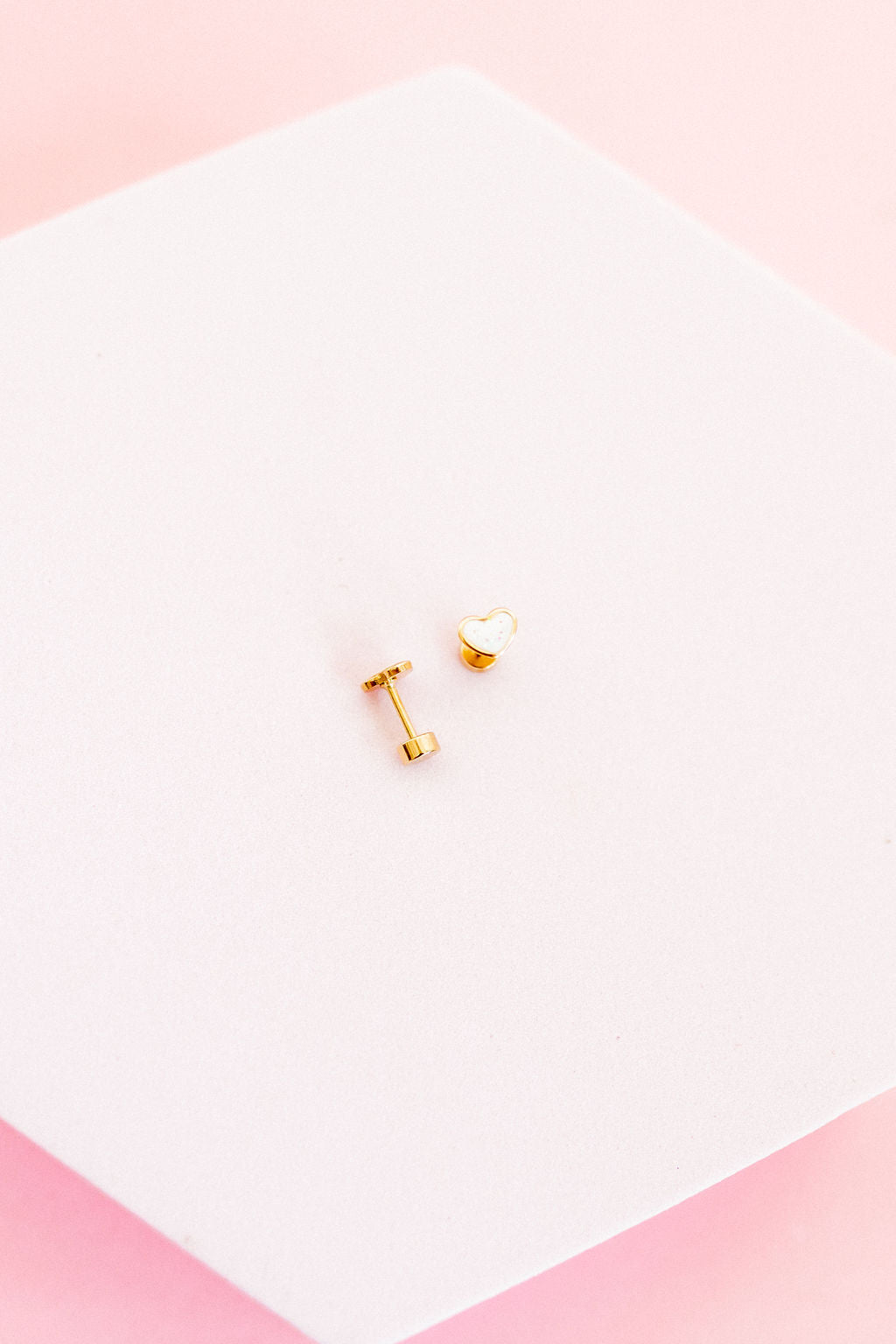 Screwback Stud Earrings - Nora Heart White - Shop LINNY CO