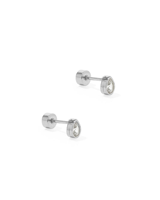 Screwback Stud Earrings - Paloma Pear Silver - Shop LINNY CO