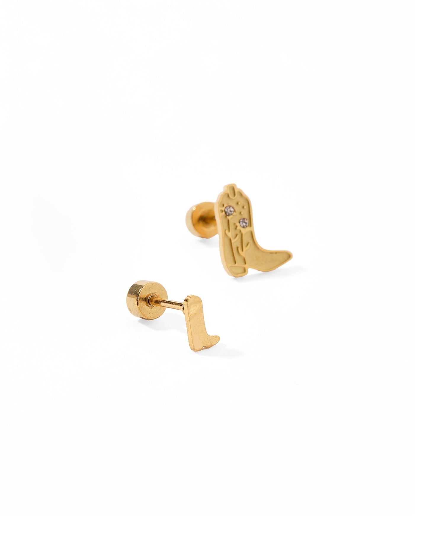 Screwback Stud Earrings - Petite Cowgirl Boot - Shop LINNY CO