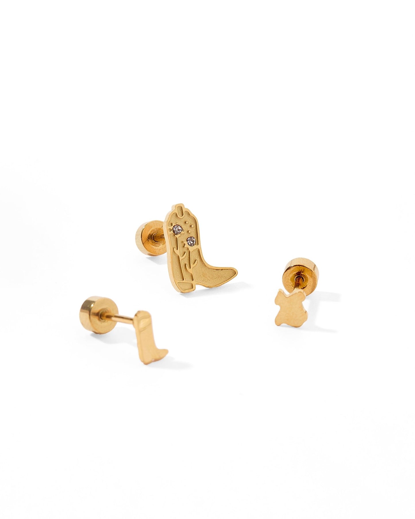 Screwback Stud Earrings - Petite Cowgirl Boot - Shop LINNY CO