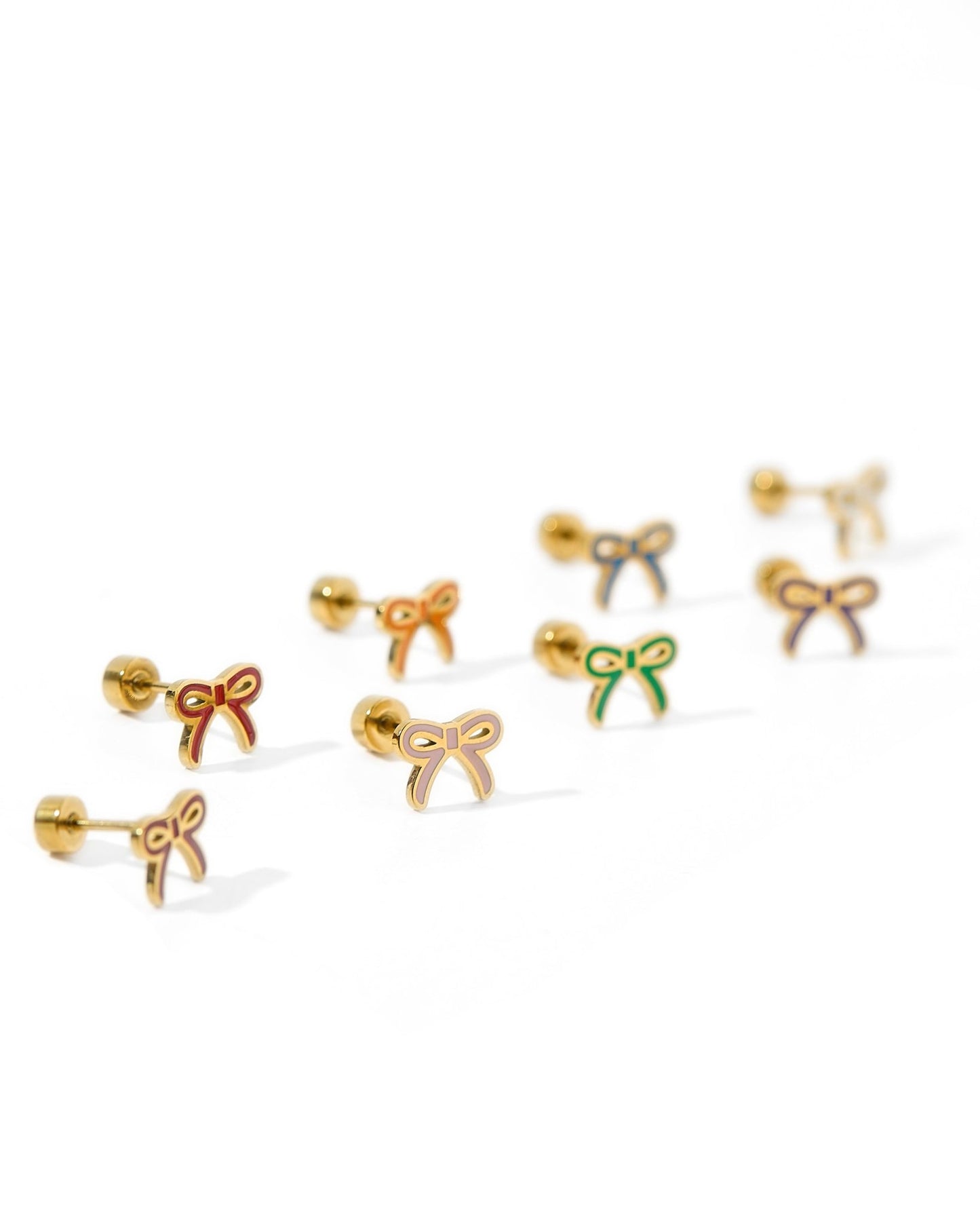 Screwback Stud Earrings - Sadie Bow Green - Shop LINNY CO