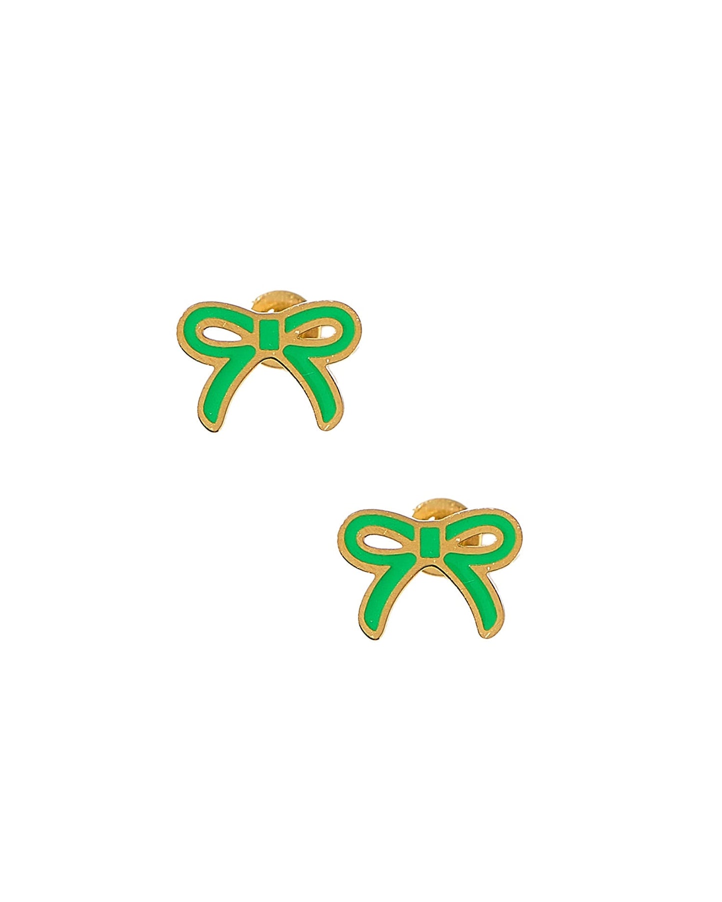 Screwback Stud Earrings - Sadie Bow Green - Shop LINNY CO