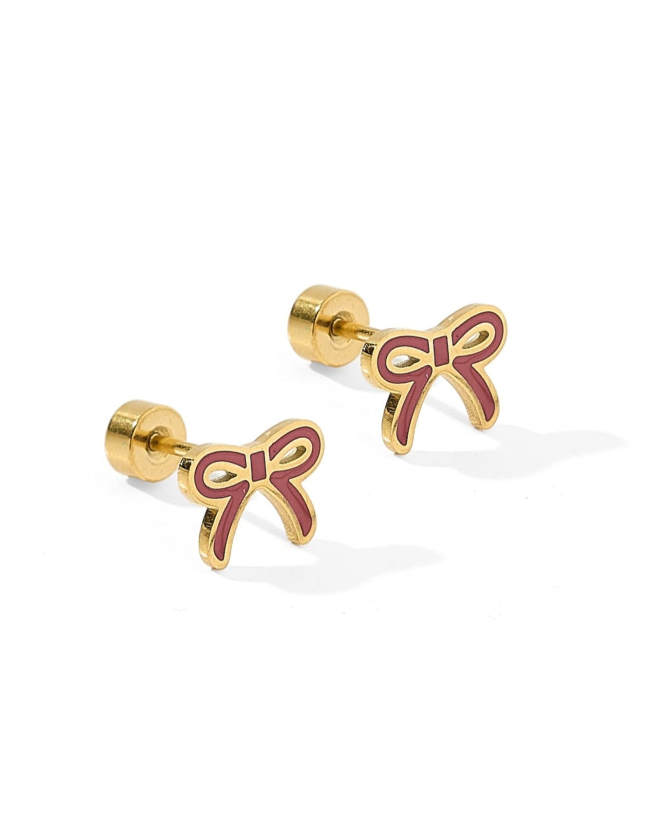 Screwback Stud Earrings - Sadie Bow Maroon - Shop LINNY CO