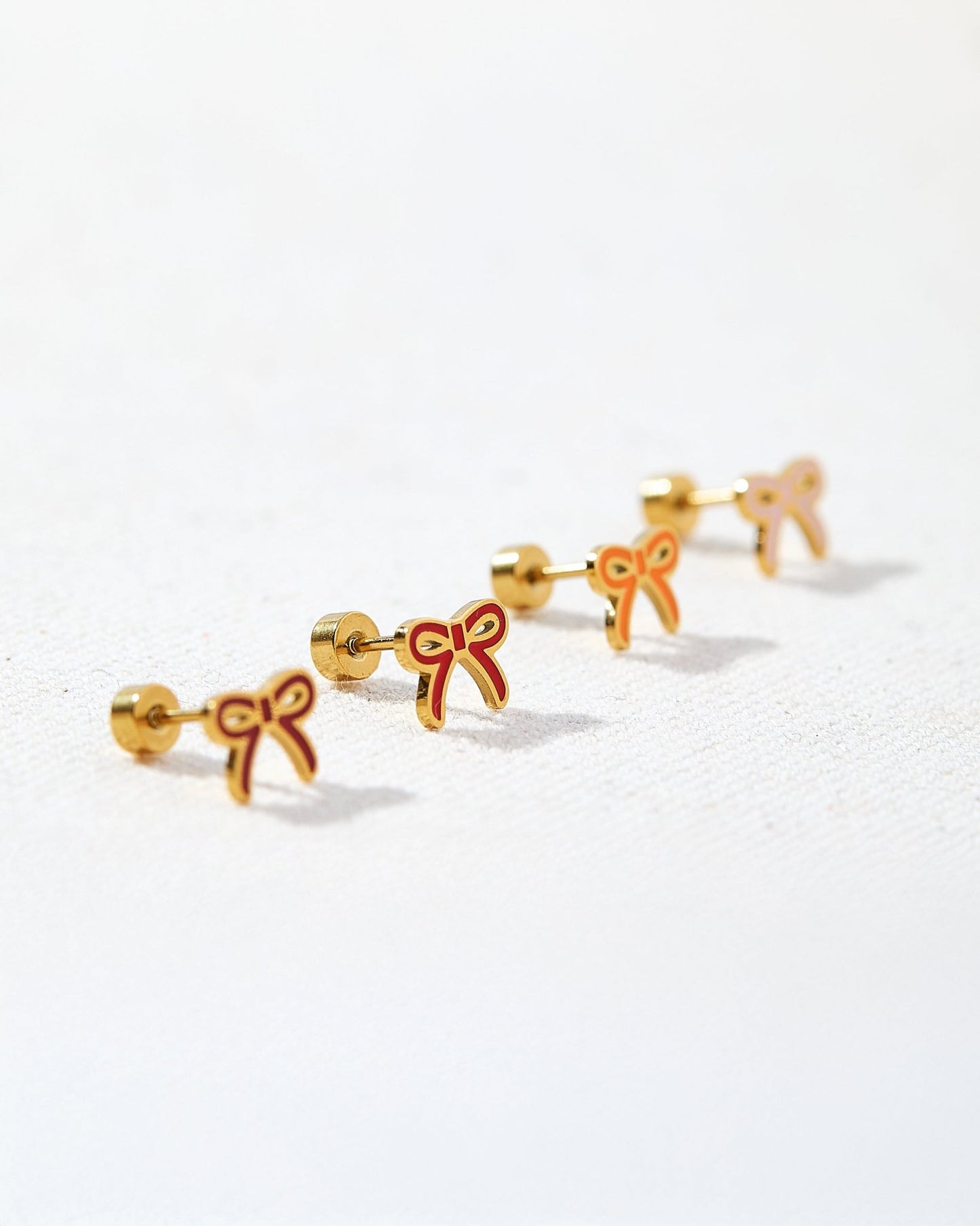 Screwback Stud Earrings - Sadie Bow Orange - Shop LINNY CO