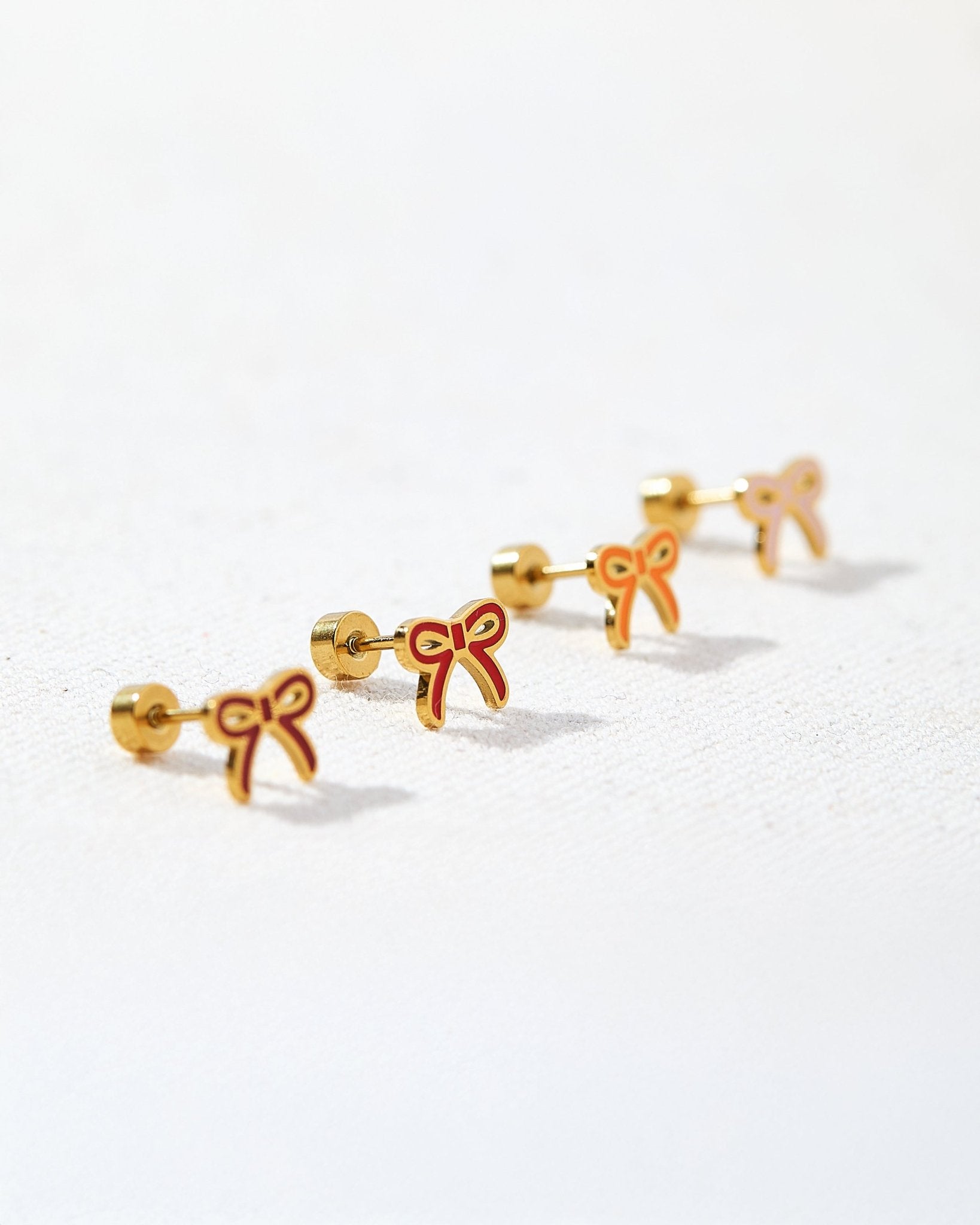 Screwback Stud Earrings - Sadie Bow Orange - Shop LINNY CO