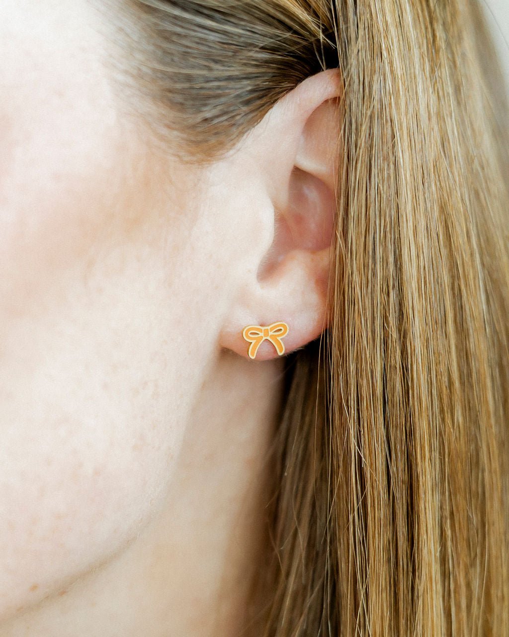 Screwback Stud Earrings - Sadie Bow Orange - Shop LINNY CO